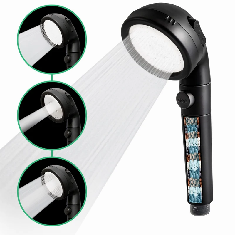 Black Ecopower Shower Head