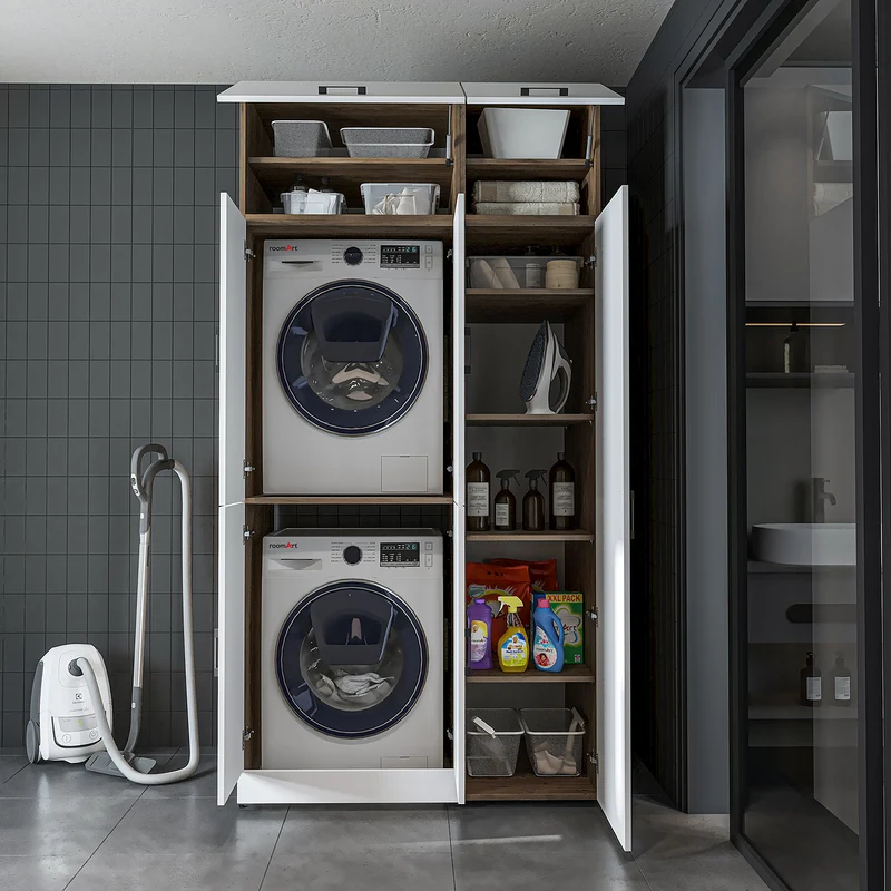 Roomart Waschmaschinenschrank DORA-II, 115 cm, für Waschmaschine und Trockner, in 5 Farben