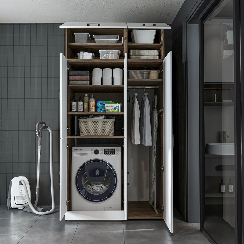 Roomart Waschmaschinenschrank DORA-II, 115 cm, für Waschmaschine und Trockner, in 5 Farben