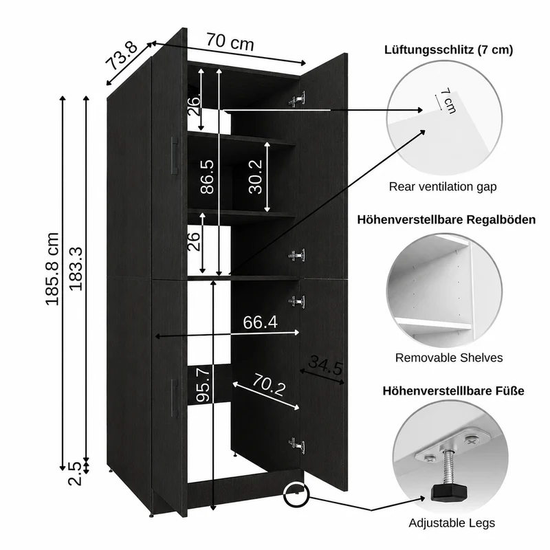 Roomart Waschmaschinenschrank DORA-II, 115 cm, für Waschmaschine und Trockner, in 5 Farben