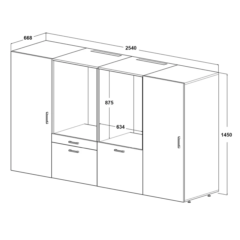 Roomart Waschmaschinenschrank SERIE 2, niedrige Schrankwand 194 oder 254 cm, in 2 Farben