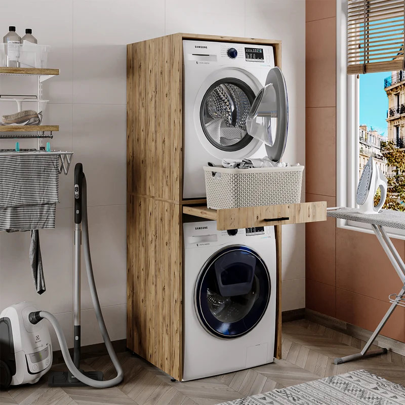 Roomart Waschmaschinenschrank DUO-I, 67 cm, für Waschmaschine und Trockner