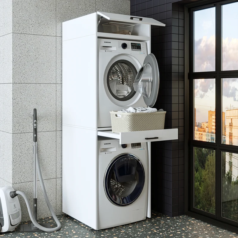 Roomart Waschmaschinenschrank DUO-I, 67 cm, für Waschmaschine und Trockner