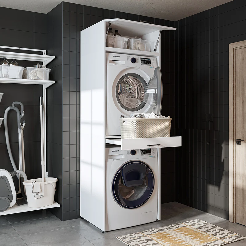 Roomart Waschmaschinenschrank DUO-I, 67 cm, für Waschmaschine und Trockner