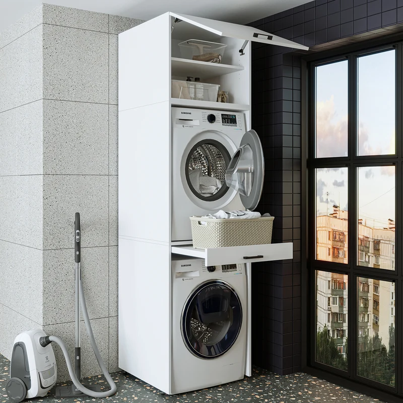 Roomart Waschmaschinenschrank DUO-I, 67 cm, für Waschmaschine und Trockner