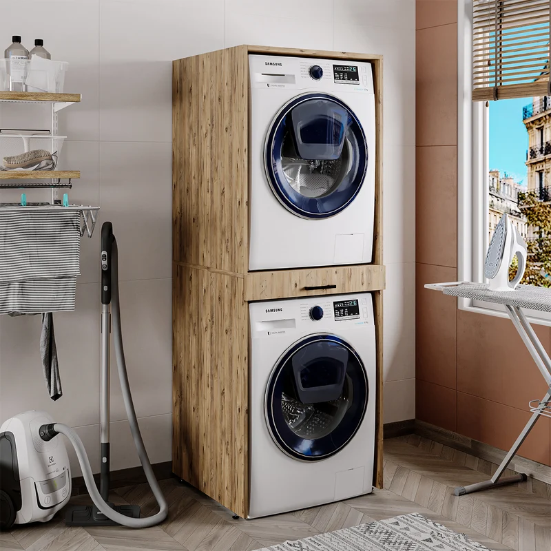Roomart Waschmaschinenschrank DUO-I, 67 cm, für Waschmaschine und Trockner
