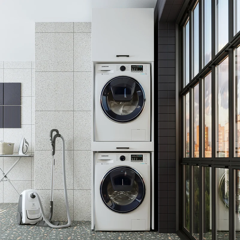 Roomart Waschmaschinenschrank DUO-I, 67 cm, für Waschmaschine und Trockner