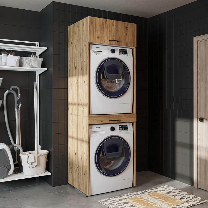 Roomart Waschmaschinenschrank DUO-I, 67 cm, für Waschmaschine und Trockner