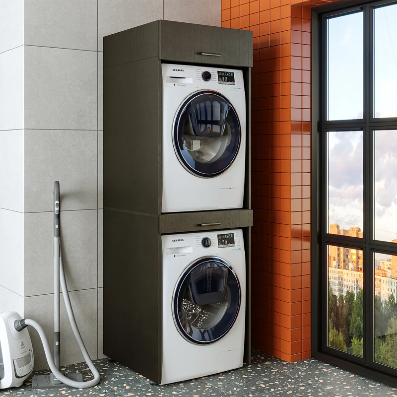 Roomart Waschmaschinenschrank DUO-I, 67 cm, für Waschmaschine und Trockner