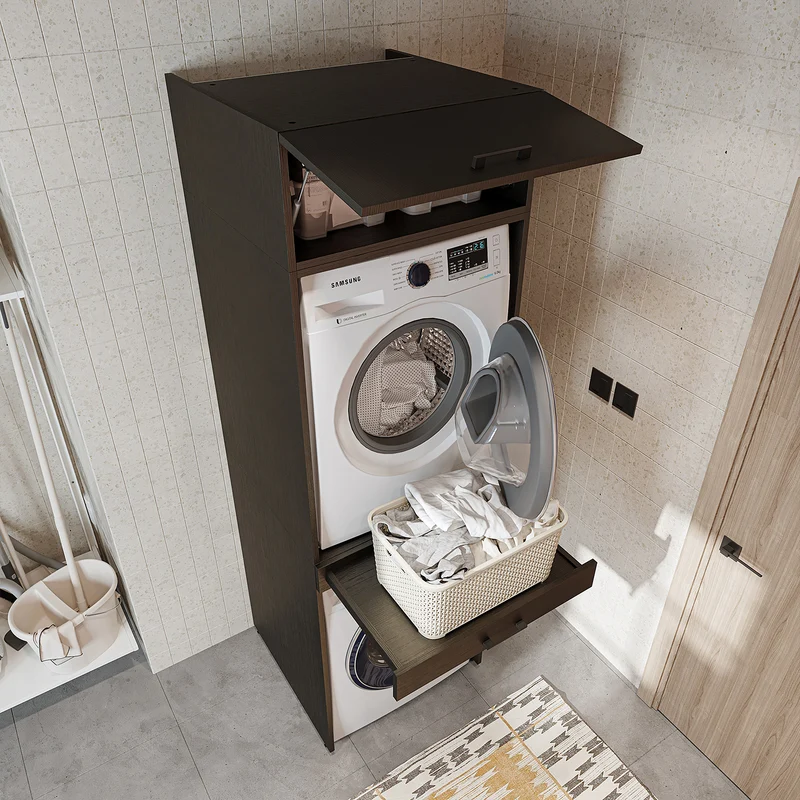 Roomart Waschmaschinenschrank DUO-I, 67 cm, für Waschmaschine und Trockner