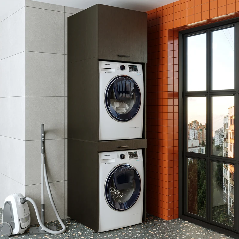 Roomart Waschmaschinenschrank DUO-I, 67 cm, für Waschmaschine und Trockner