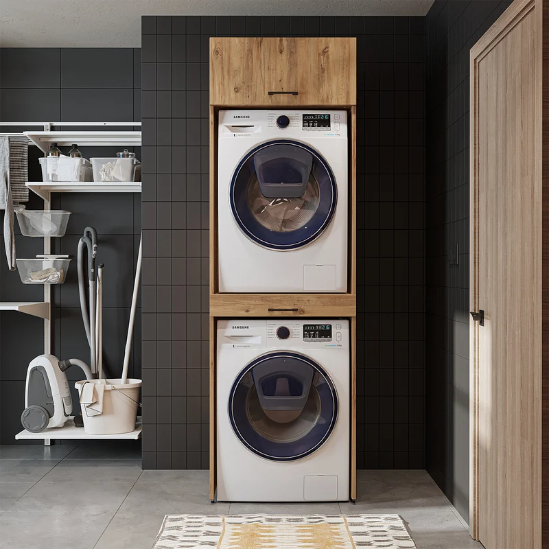 Roomart Waschmaschinenschrank DUO-I, 67 cm, für Waschmaschine und Trockner