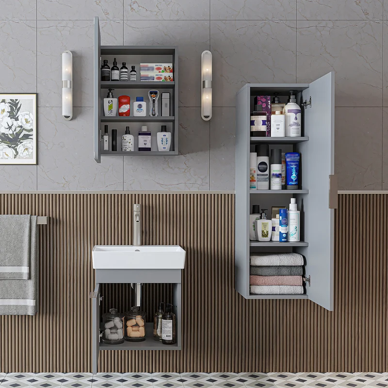 Roomart Badmöbel-Set LYCIA, 50 cm, 4-teilig mit Keramikbecken, in 4 Farben