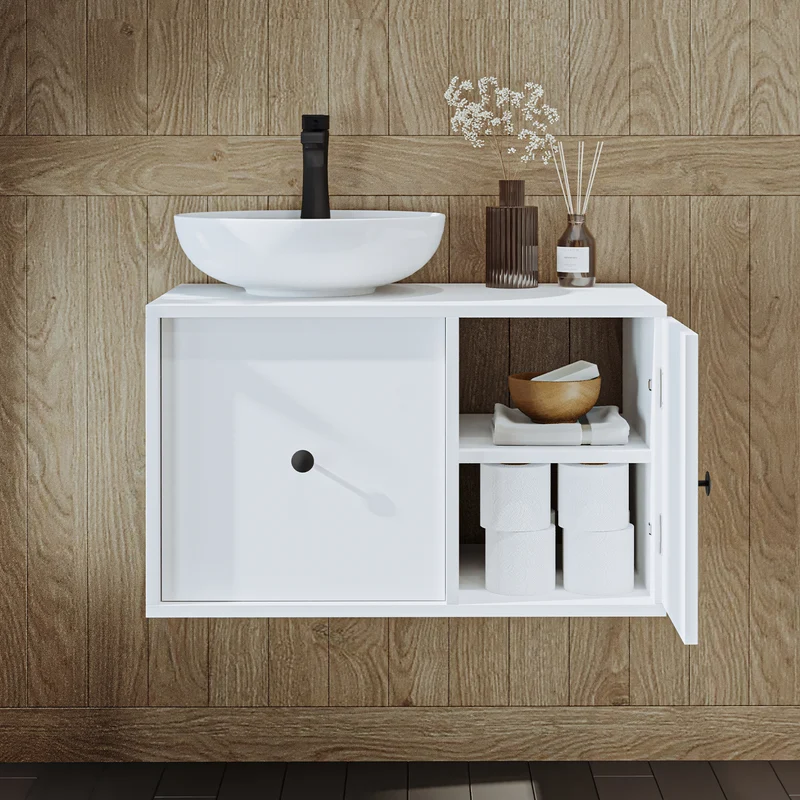 Roomart Badmöbel GUSTO, 75 cm, mit Aufsatzbecken, Schublade und Tür, in 2 Farben
