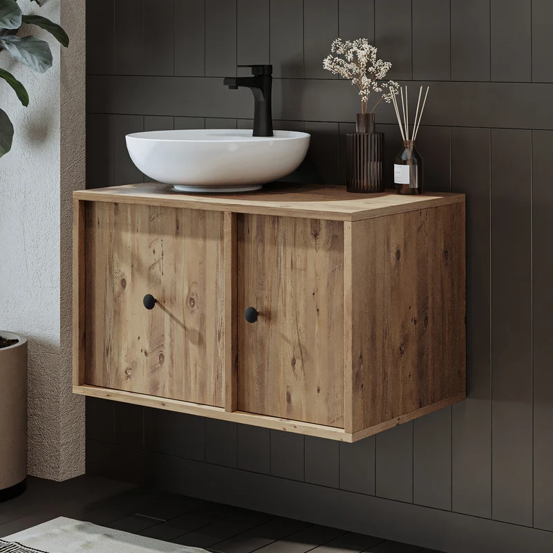 Roomart Badmöbel GUSTO, 75 cm, mit Aufsatzbecken, Schublade und Tür, in 2 Farben