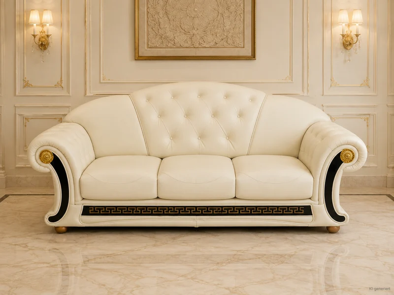 Couchgarnitur Venus Royal Leder Beige SONDERANGEBOT 3-2-1-1