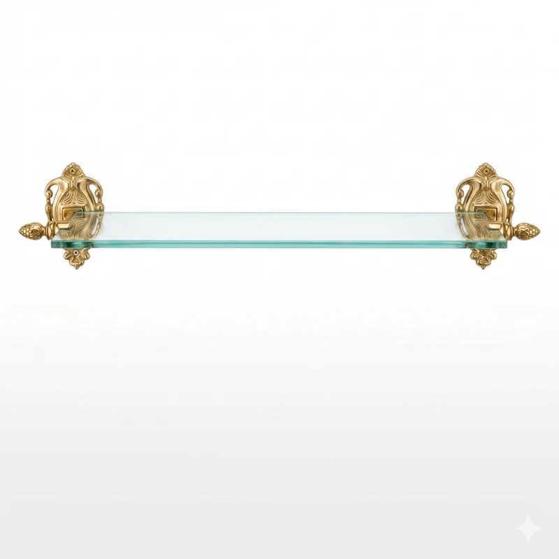 Klassisches Wandregal aus Messing und Glas – Elegantes Bad- und Wohnregal (80 cm)