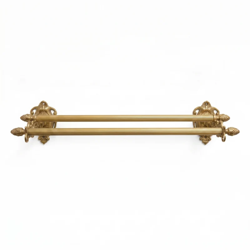 Antik-Stil Doppel-Handtuchstange aus massivem Messing – Elegante Wand-Handtuchhalter im klassischen Barock-Design, 3er-Set oder Einzelgrößen (30cm / 40cm / 60cm)