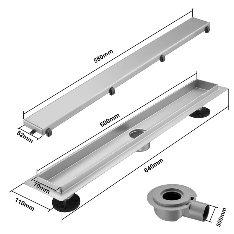 Douchegoot Nilo 60 cm - Geborsteld RVS