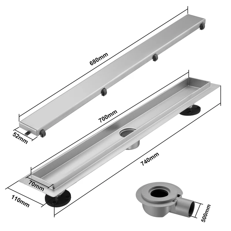 Douchegoot Nilo 70 cm - Geborsteld RVS