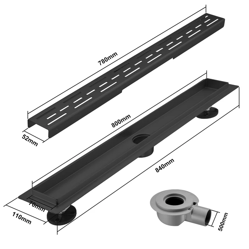Douchegoot Cayma 80 cm - Matzwart