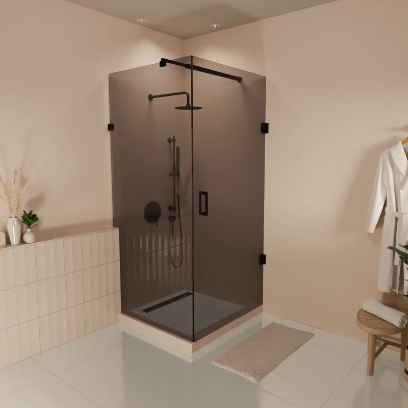 Douchecabine Cali 90 x 90 x 200 cm - Zwart - Rookglas Nano Coating - Draaideur