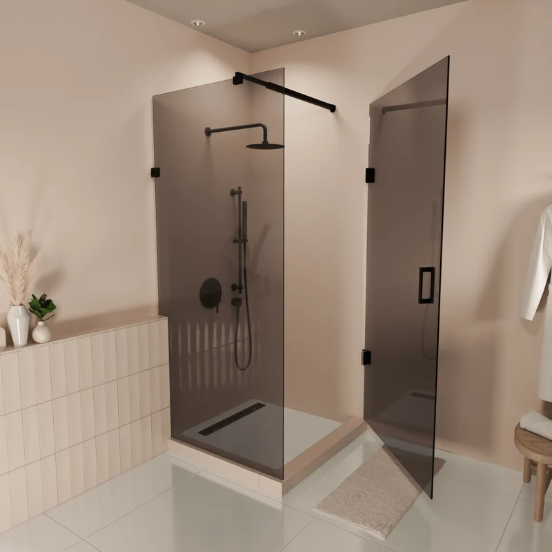 Douchecabine Cali 90 x 90 x 200 cm - Zwart - Rookglas Nano Coating - Draaideur