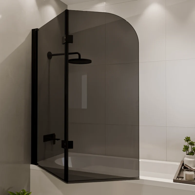 Badwand Caracas 120 x 140 cm - Zwart - Rookglas - Nano Coating