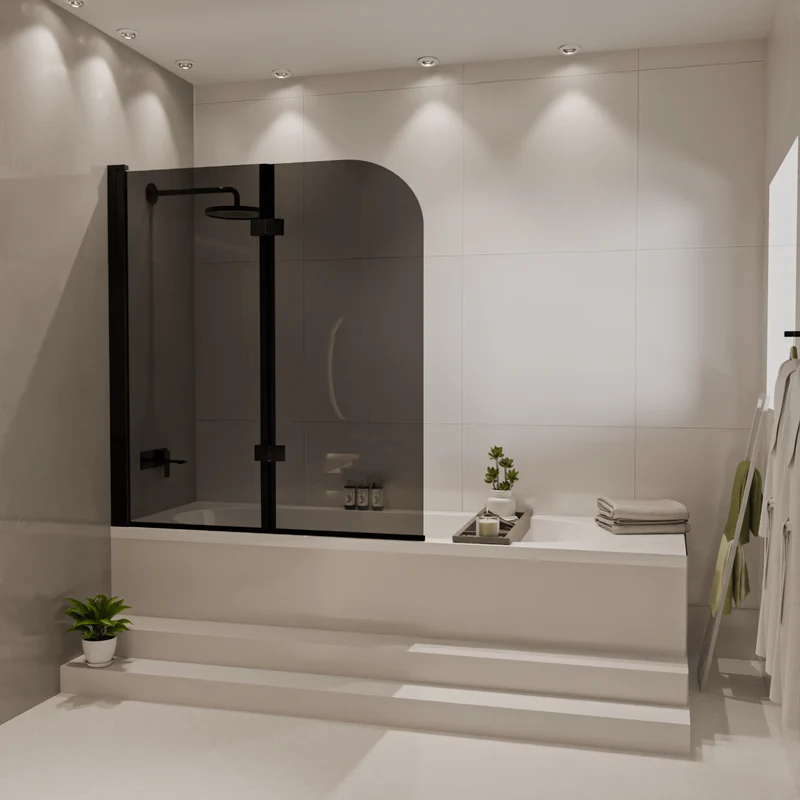 Badwand Caracas 120 x 140 cm - Zwart - Rookglas - Nano Coating