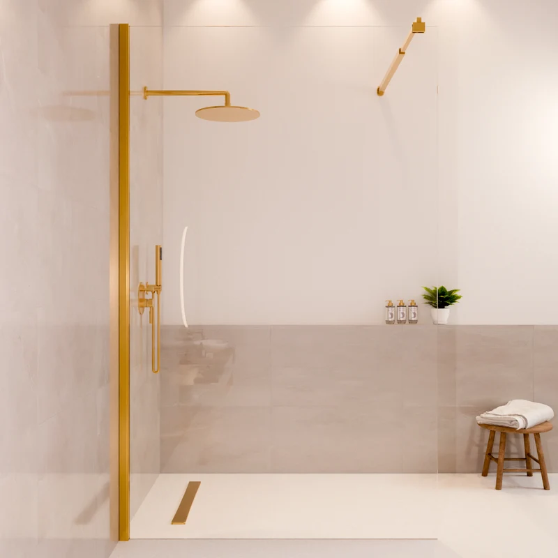 Douchewand Lima 120 x 200 cm - Glanzend Goud - Nano Coating