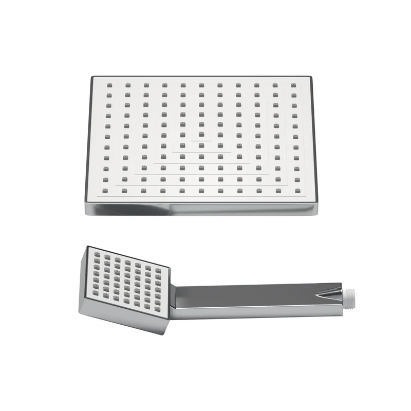 JOHO ABS Kopfbrause Eckig Regendusche Duschkopf mit Handbrause, 8 Zoll Brausekopf Quadratisch Einbauduschkopf Mit Anti-Kalk Düsen 20x20cm Chrom