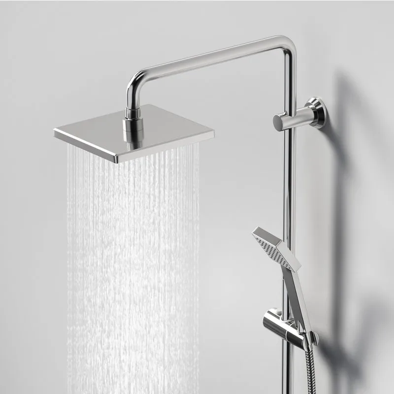 JOHO ABS Kopfbrause Eckig Regendusche Duschkopf mit Handbrause, 8 Zoll Brausekopf Quadratisch Einbauduschkopf Mit Anti-Kalk Düsen 20x20cm Chrom
