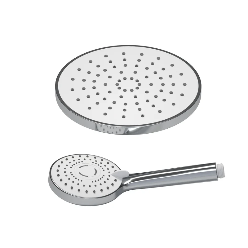 JOHO ABS Kopfbrause 8 Zoll Regendusche Duschkopf mit Handbrause, Runden Einbauduschkopf Mit Anti-Kalk Düsen D20cm Chrom