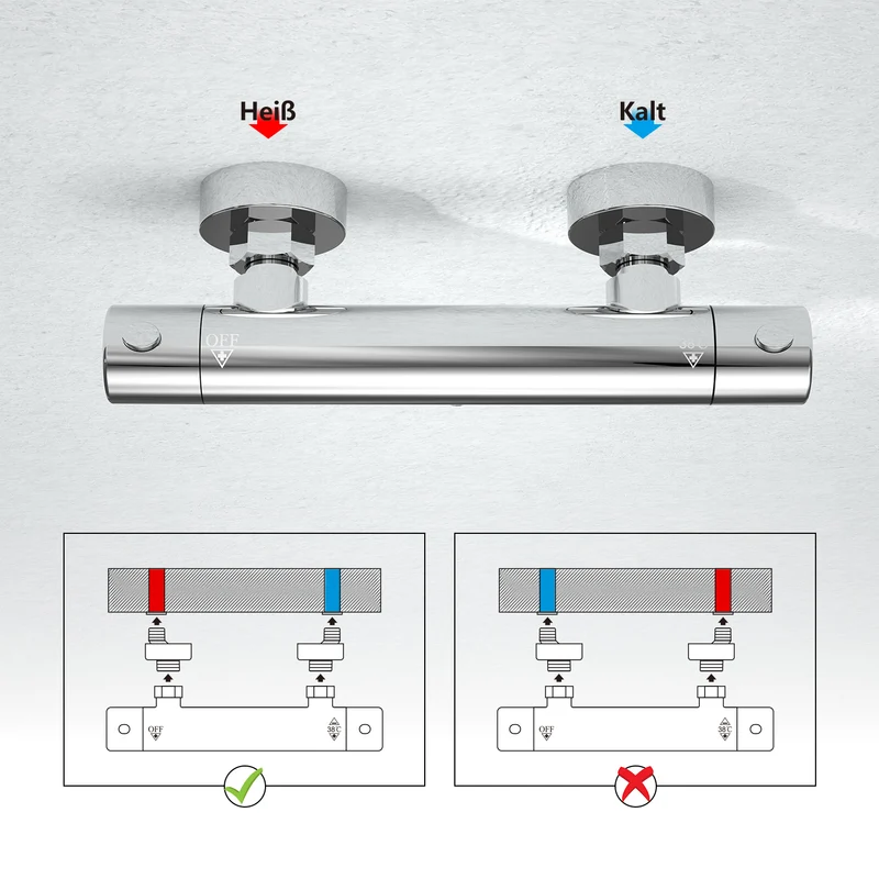 JOHO Thermostat Duschsystem mit Duscharmatur und Duschstangeset mit Duschablage Chrom TM-DSD12CP- A