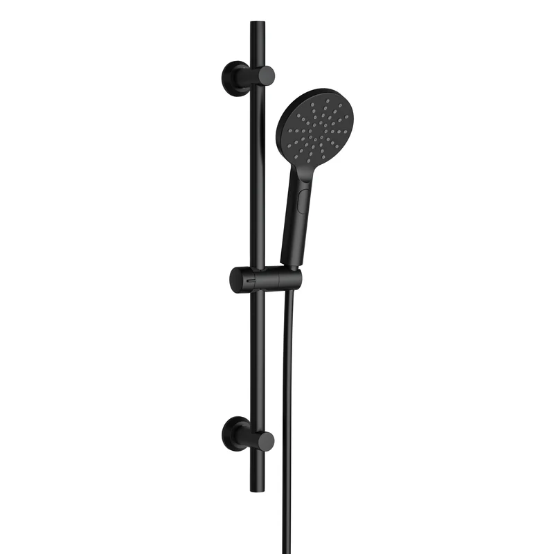 JOHO Schwarz Duschset mit Handbrause 0.7m Duschstange mit Brausehalterung Schlauch (DSD12MB)