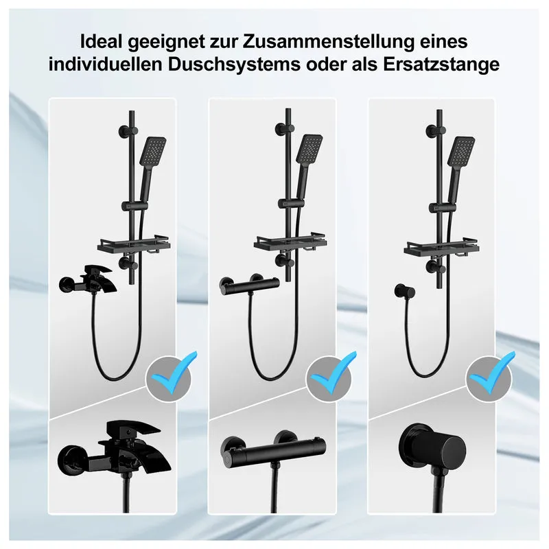 JOHO Duschset Rail Shower kit Der Duschkopf mit hohem Preis-Leistungs-Verhältnis Handbrause Duschstangeset mit Ablage schwarz (DS1210MB)