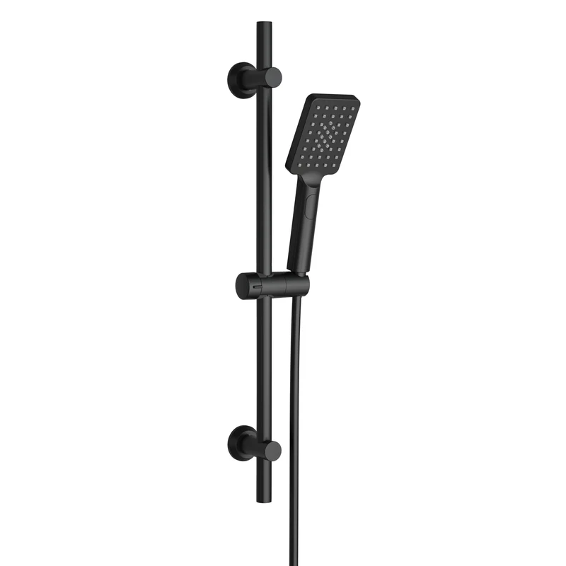 JOHO Schwarz Duschset mit Handbrause 0.7m Duschstange mit Brausehalterung Schlauch（DS1210MB)