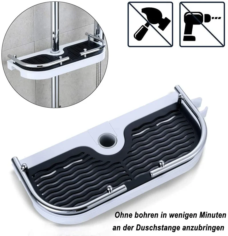JOHO Duschablage D24mm ohne Bohren Duschregal für Duschstange Duschsäule