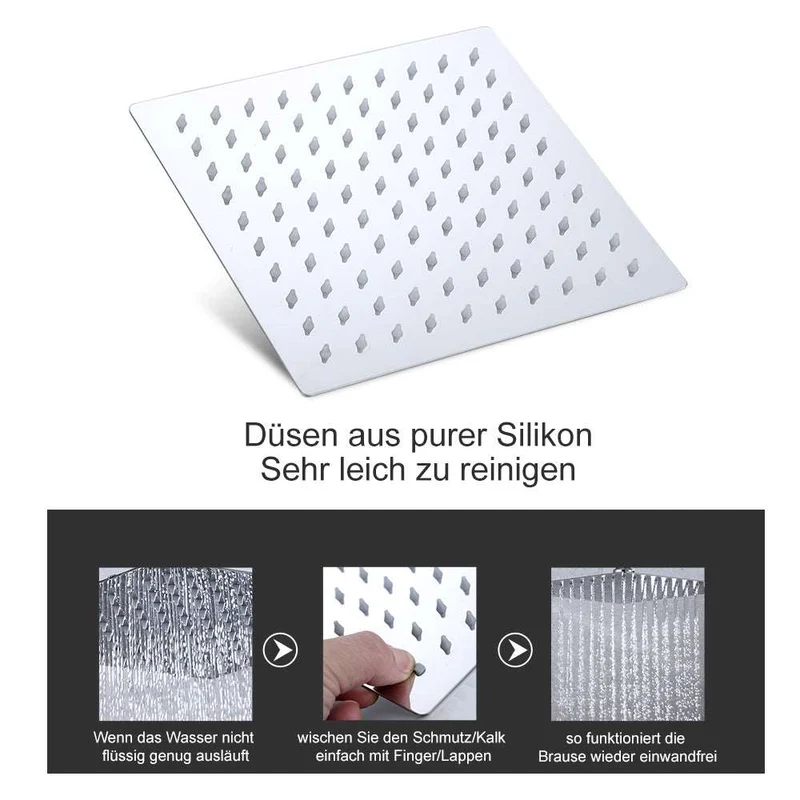JOHO 304 Edelstahl Quadrat Regendusche Duschkopf Ecke Chrom