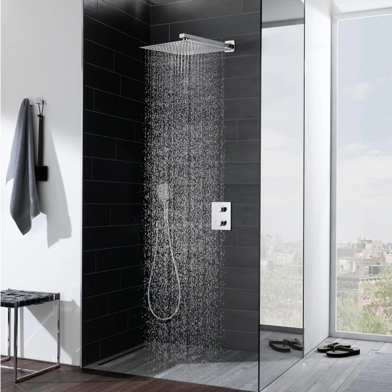 JOHO pflegeleichte Kopfbrause 30cm/40cm Regendusche mit Bombenfester Brausearm Wandarm 37cm, Duschkopf aus 304 Edelstahl