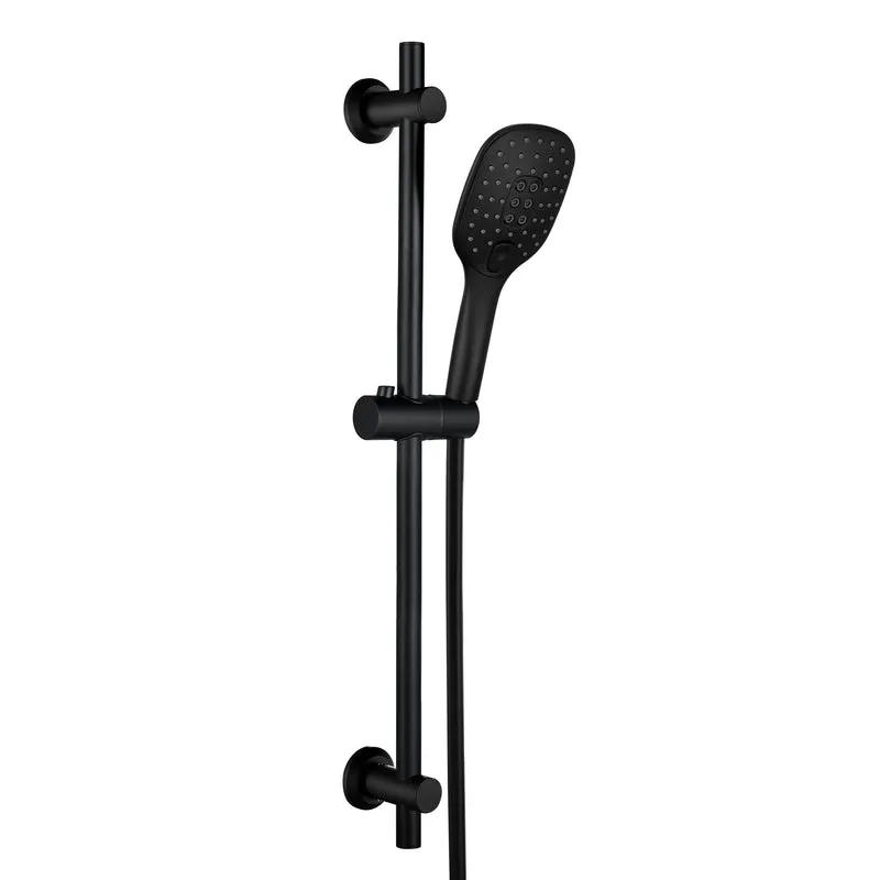 JOHO Schwarz Duschset mit Handbrause 70cm Duschstange mit Brausehalterung Schlauch 1210MB