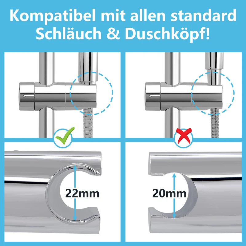 JOHO Duschstange 70cm mit Duschkopfhalterung Edelstahl Brausestange,Chrom