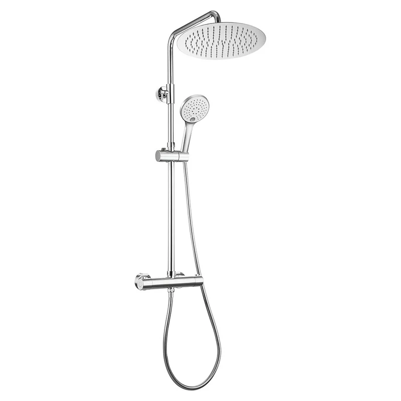 JOHO 304 Edelstahl Duschset mit Thermostat Duscharmatur Regendusche Duschsystem mit Kopfbrause D25cm Chrom