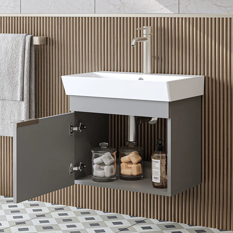 Roomart Badmöbel LYCIA 60 cm, Waschtisch mit Keramik-Waschbecken, in 4 Farben