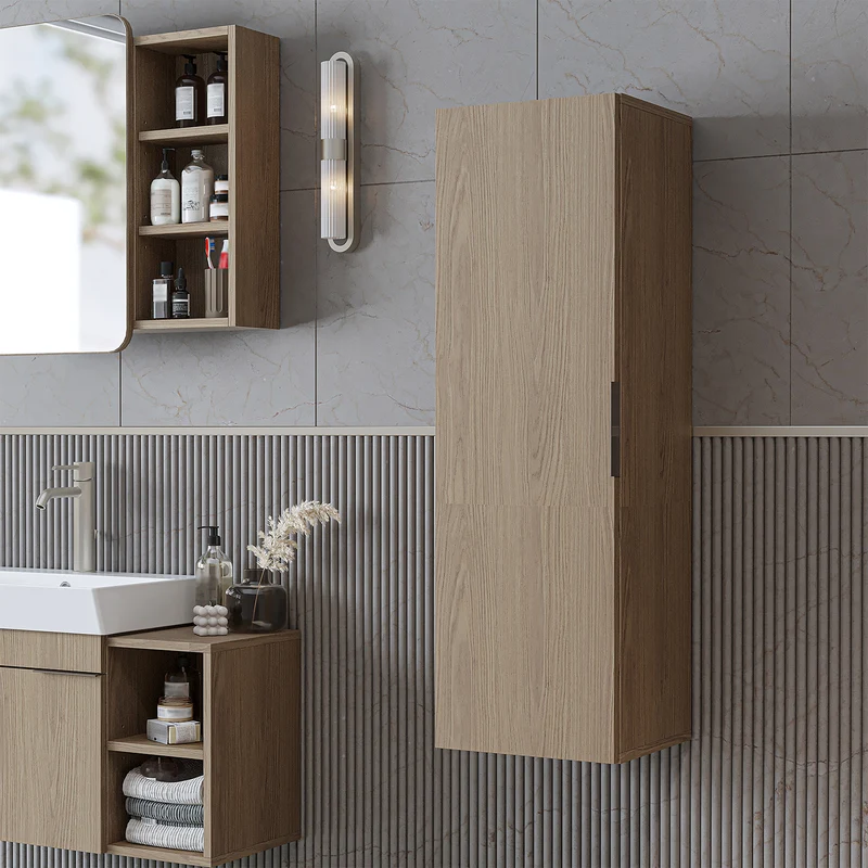 Roomart Badmöbel-Set LYCIA 120 cm, 4-teilig mit Doppelwaschtisch und Spiegelschrank, in 4 Farben