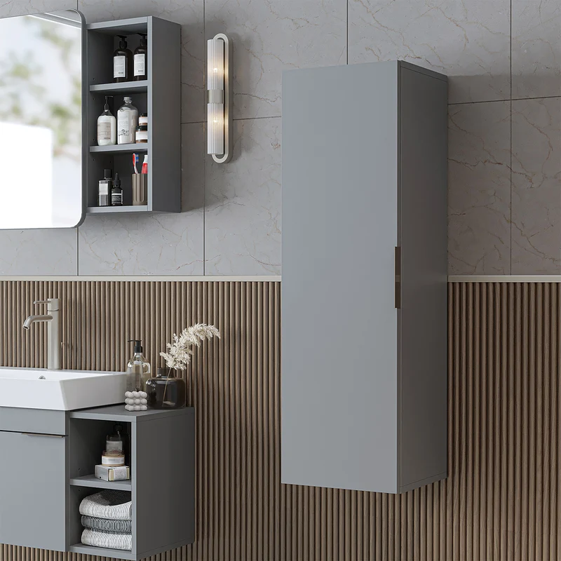 Roomart Badmöbel-Set LYCIA 120 cm, 4-teilig mit Doppelwaschtisch und Spiegelschrank, in 4 Farben