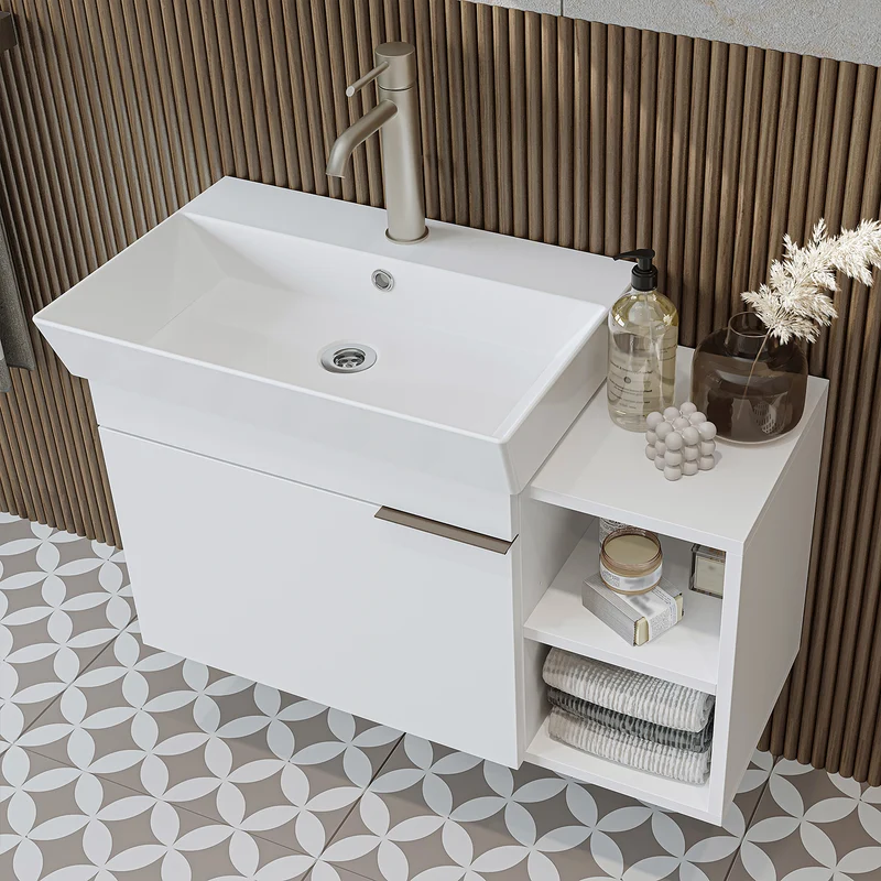 Roomart Badmöbel-Set LYCIA 82 cm, 4-teilig mit Spiegelschrank und Hochschrank, in 4 Farben