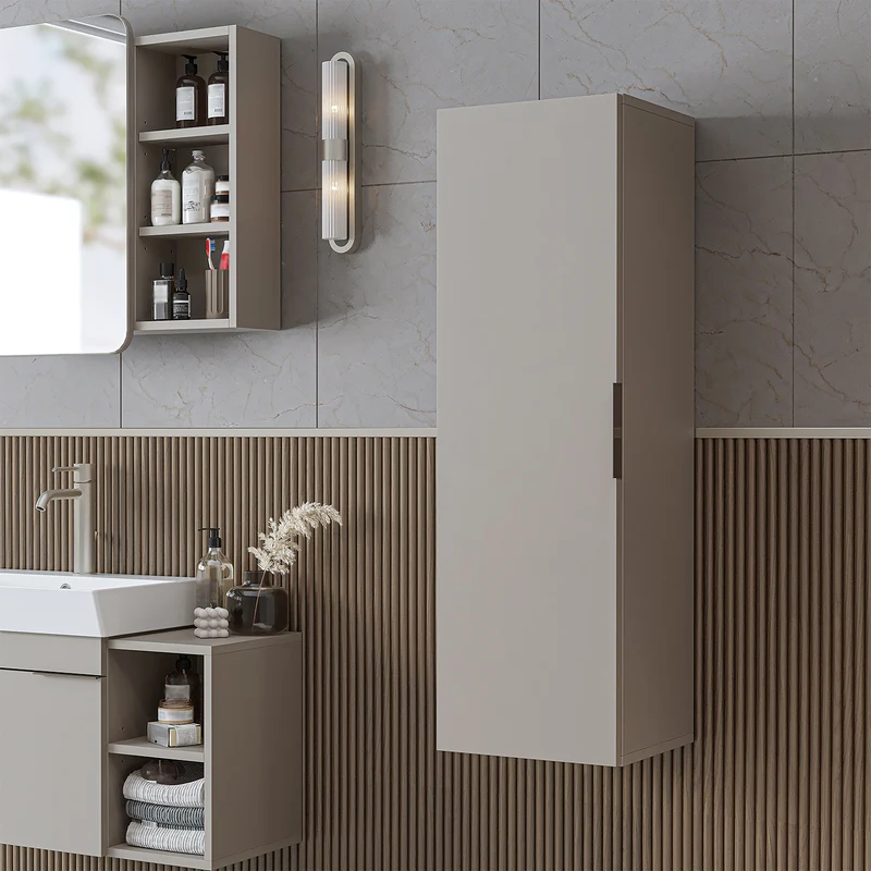 Roomart Badmöbel-Set LYCIA 82 cm, 4-teilig mit Spiegelschrank und Hochschrank, in 4 Farben