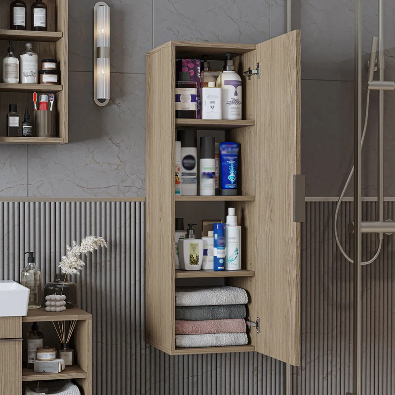 Roomart Badmöbel-Set LYCIA 82 cm, 4-teilig mit Spiegelschrank und Hochschrank, in 4 Farben