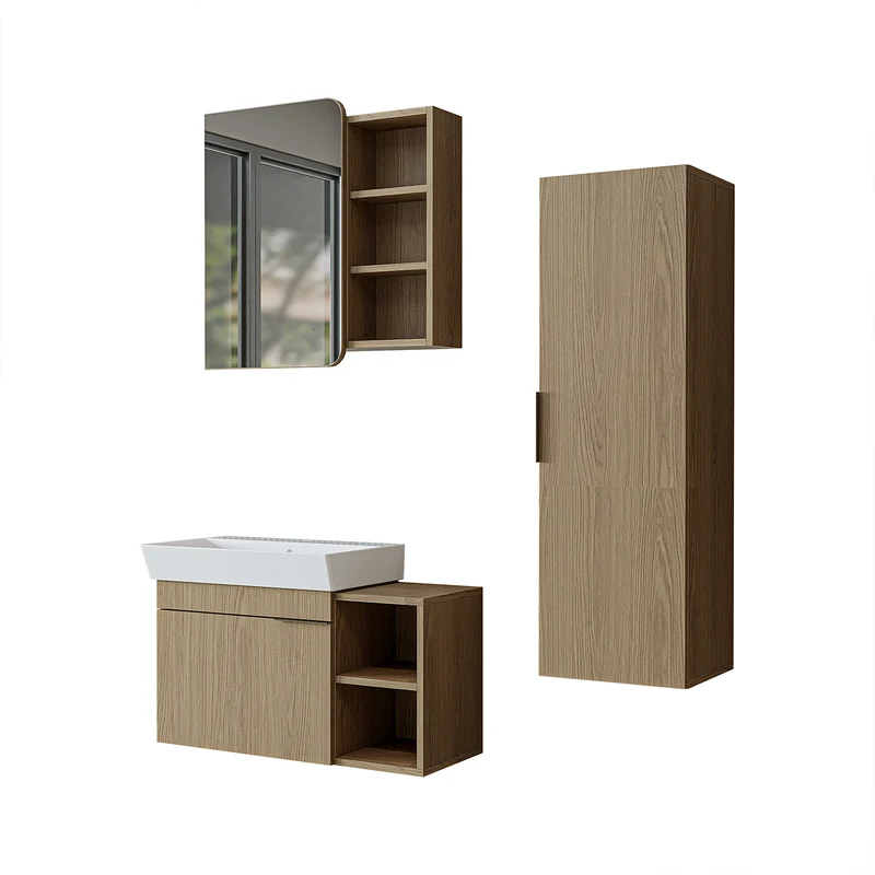Roomart Badmöbel-Set LYCIA 82 cm, 4-teilig mit Spiegelschrank und Hochschrank, in 4 Farben